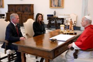 Papa recebe o Rei Abdullah II da Jordânia e a Rainha Rania