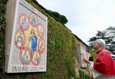 Nos Jardins Vaticanos, Papa inaugura mosaico mariano e imagem de Sta. Rosa de Lima